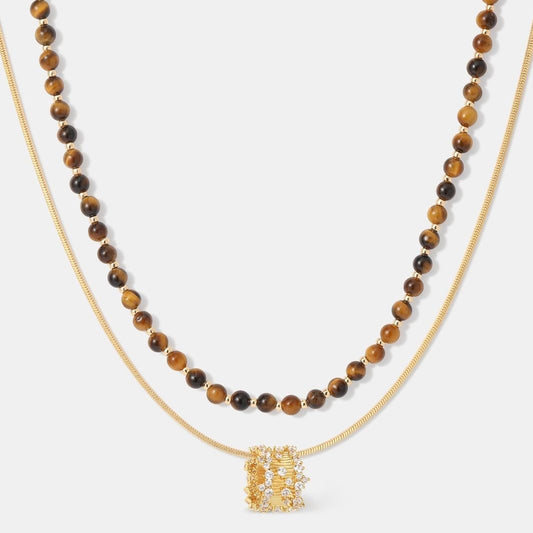 Tiger eyes layered necklace