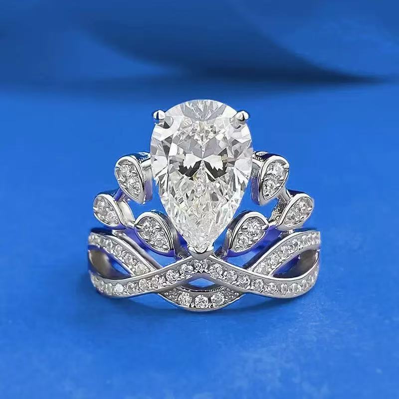 Moissanite ring ｜Crown droplet-shaped