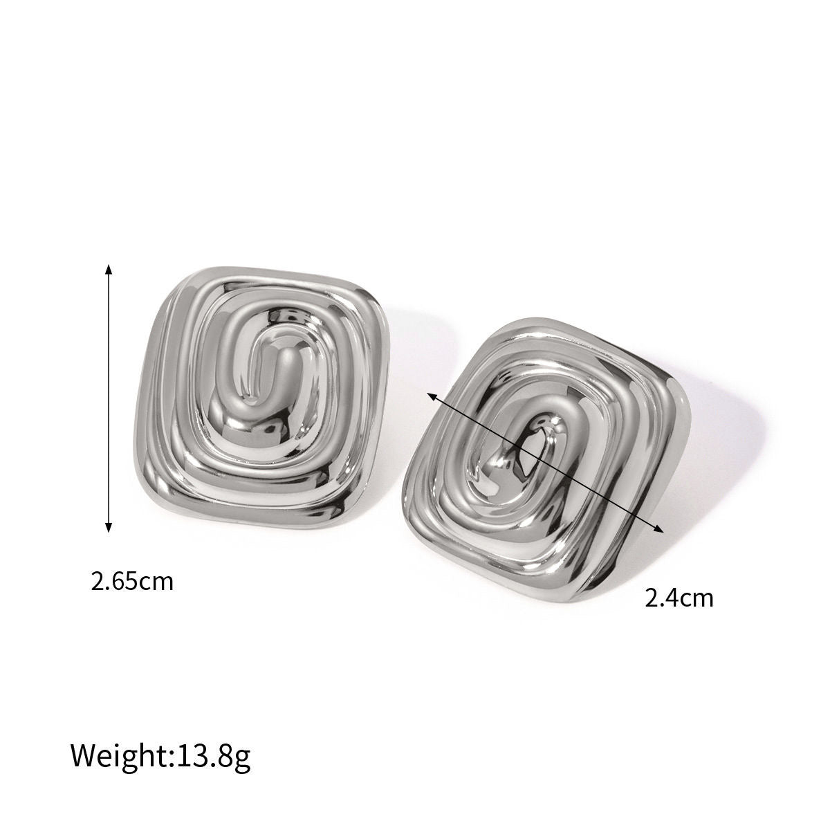 Swirl/Square stud earrings